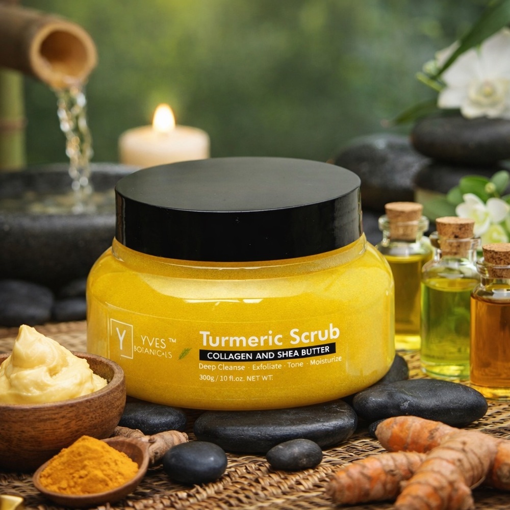 Turmeric Collagen Shea Butter Dead Sea Salt 4 in 1 Body Scrub 10oz